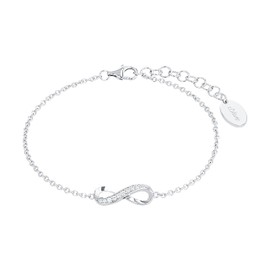 s.Oliver Bracelet 925 Sterling Silver Women's Bracelet with Synthetic Zirconia, Infinity, Comes in Jewellery Gift Box, Sterling Silver, Cubic Zirconia