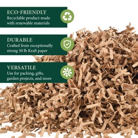 Arcadia Garden Products RP02 Shredded Paper Filler 10 lbs Recycled Cut Kraft Paper for Packaging, Shipping, Moving, Cushioning, Gift Baskets, Gift Wrapping, Holidays, and Crafts