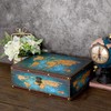 ELLDOO Decorative Treasure Chest Box, Wooden + PU Leather Storage