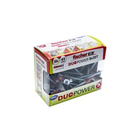 fischer Taco DuoPower 536390 Dowels 6 x 30 T (Box Dowels + 30 Screws), Grey + Red, 6 x 30 S