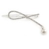 Silver Plated Clear Crystal, Simulated Pearl Bead Open Bow Hair
