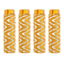 PATIKIL Aluminum Alloy S-Shape Bike Pegs Fit 3/8 inch Axles, 4 Pack Anti-Skid Lead Foot Bicycle Pegs Back Seat Stands for BMX Mountain Bike Cycling Rear Stunt Pegs, Yellow