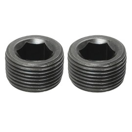 PATIKIL 3/4NPT Male Pipe Plug Internal Hex Thread Socket, 2 Pcs Solid Stainless Steel Pipe Plug Fitting Set Hex Counter Sunk Pipe Plug for Pipe Air Tanks, Black