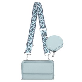 sourcing map Crossbody Purse for Women with Strap,Cell Phone Wallet Lanyard Handbag with Coin Purse,Blue