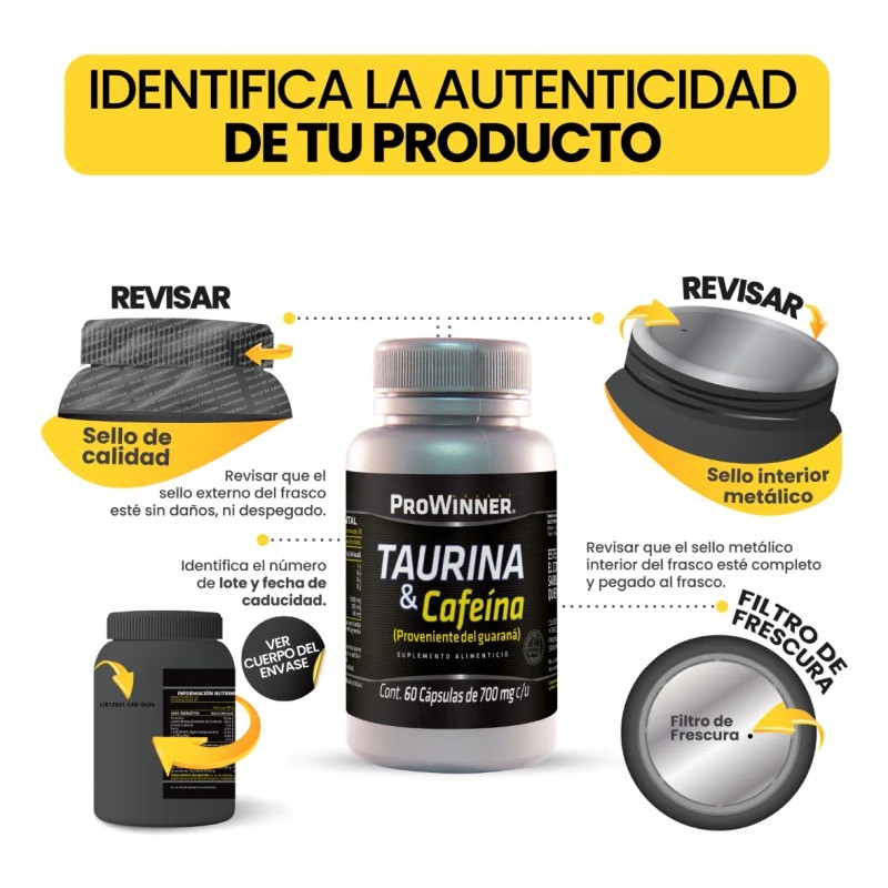 Taurina Cafeina (60 Caps) Prowinner Sin Sabor