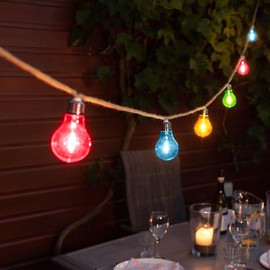 NOMA Connectable Jute Rope Festoon Garden Lights, 10 Multicolour LED's, 6.8 m