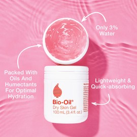 Bio-Oil Dry Skin Gel, Face and Body Moisturizer, Fast Absorbing Hydration, with Soothing Emollients and Vitamin B3, Non-Comedogenic, 3.4 Oz