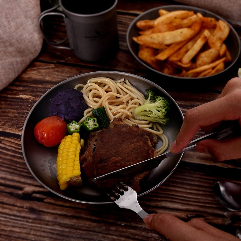 Boundless Voyage Ultralight Titanium Pan Dish Plate with Carry Mesh