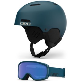 Giro Ledge Combo Pack Ski Helmet - Snowboarding Helmet with Matching Goggles Matte Harbor Blue/Harbor Blue Wordmark M (55.5-59cm)