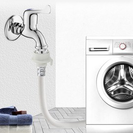 Washing Machine Hoses, Portable Water Inlet Connection and Supply Line, (90 Degree Elbow) quick connect， Splitter valve Portable Washing Machine Hose 2M