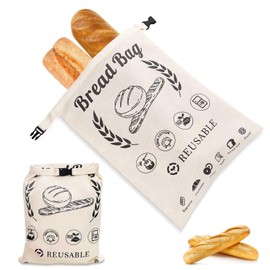 Dualshine 2 Pack Reusable Bread Bag for Homemade Bread, XL Sourdough Bread Bags Cotton Bags for Bread, Bread Storage for Homemade Bread, Sourdough Storage Bag(13x17inch)