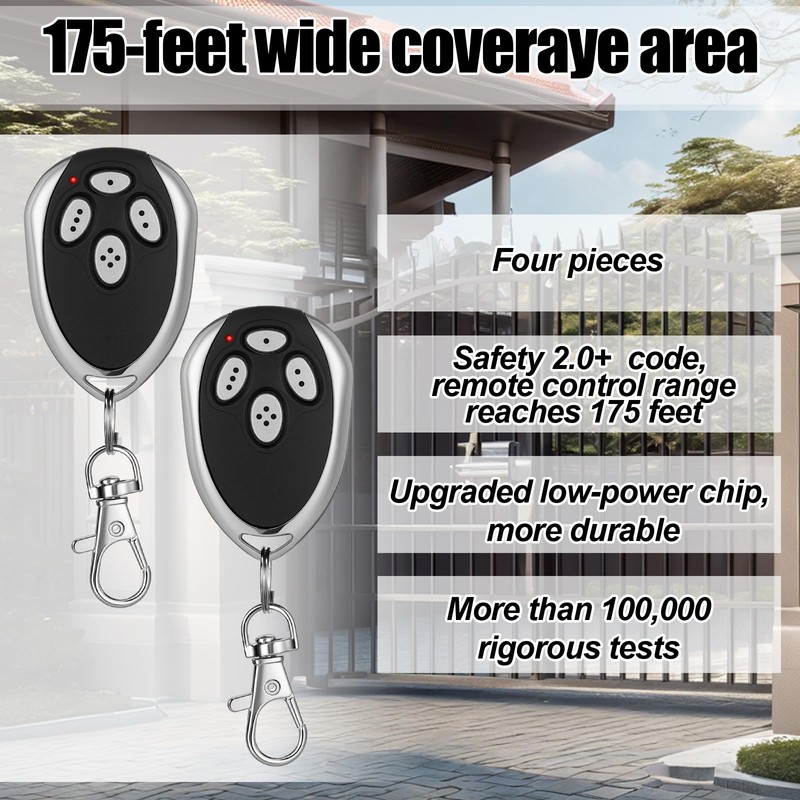 Kingdder 2 Pcs 4 Channels Gate Opener Remote Compatible with