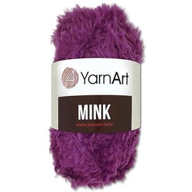 Frida's Wollhaus YarnArt 50 g Mink Fringe Yarn Plush Yarn Fluffy Yarn Effect Yarn 20 Colours (338 | Purple)
