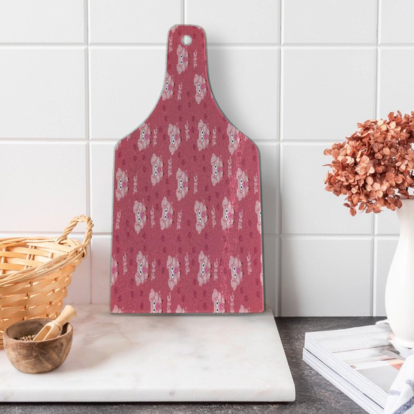 Lunarable Pig Cutting Board, Square Cartoon Pig Hog Cheering Greeting