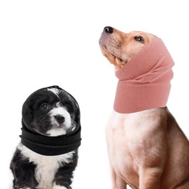 Ear Wraps for Dogs, Soft Dog Ear Muffs Dog Noise Cancelling Ear Muffs Breathable Dog Ear Cover Quiet Ears for Dogs Cats Neck and Ear Warmer (Pink & Black, L)