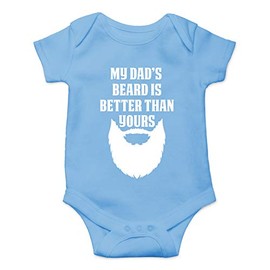 Body de una Pieza para bebé con Texto en inglés"My Dad'S Beard is Better Then Yours", Azul Claro, 6 Meses