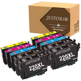JUSTCOLOR Remanufactured Ink Cartridge Replacement for 220 XL 220XL T220XL to use with WF-2760 WF-2750 WF-2630 WF-2650 WF-2660 XP-320 XP-420 XP-424(4 Black, 2 Cyan, 2 Magenta, 2 Yellow) 10 Pack