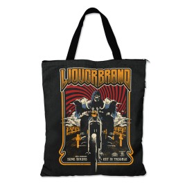 Liquorbrand Liquor Brand Grim Reaper Motorcycle Biker Punk Goth Death Tote Bag LB-ABTO-2012