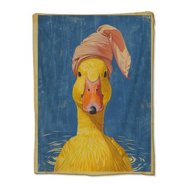 Duck Blanket for Adults Kids, Flannel Duck Blankets Gifts, Oil Painting Style Duck Throw Blanket for Sofa Couch Bed Living Room Soft Warm Cozy Duck Decor 60" x 50"