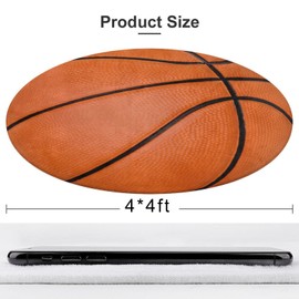 HGSCHYU Basketball Rug - Sports Themed Round Rug Basketball Carpet 4x4ft Circle Area Rugs for Boys Bedroom Bedside Living Room Decor