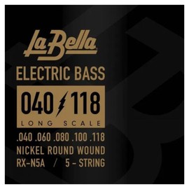 La Bella RX-N5A Long Scale Nickel Round Wound Bass 5-String Electric Bass 40-118