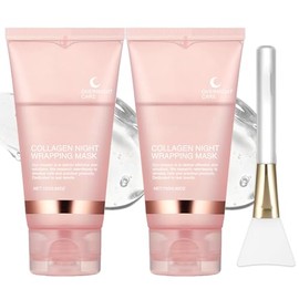 2 máscaras de colágeno para envolver la noche, mascarilla facial para mujeres, hidrata profundamente, reafirma la piel y minimiza los poros, tratamien