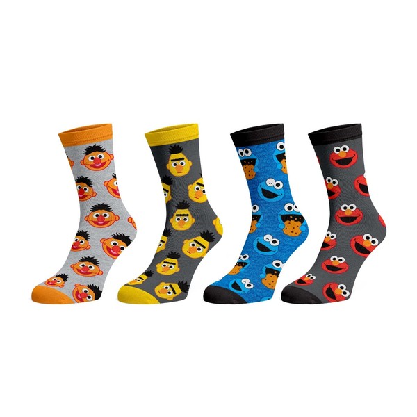 Sesame Street Character Faces 4 Pack Crew Socks