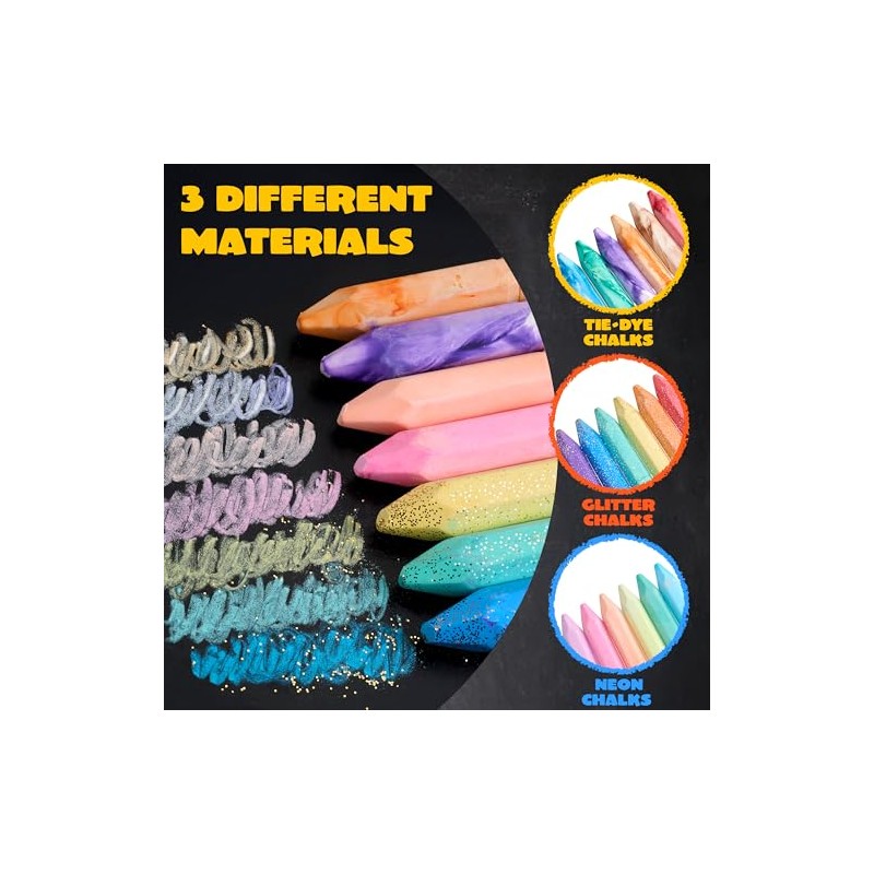 JOYIN 18 PCS Washable Sidewalk Chalk, 3 Packs Total, 3