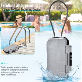 BKNOOU Travel Safe Lock Box,Portable Safe for Travel,Anti-Theft Beach Safe Box Waterproof Small Combination Lock Box with Removable Chain,Security Safe Box for Dorm,Travel,Beach,Hotel,Car,Home,Office