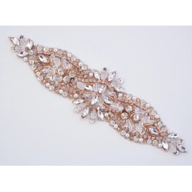 Unbranded Rose gold Rhinestone Applique-Rose Gold Motif- Rose Gold Bridal Belt -USA SELLER