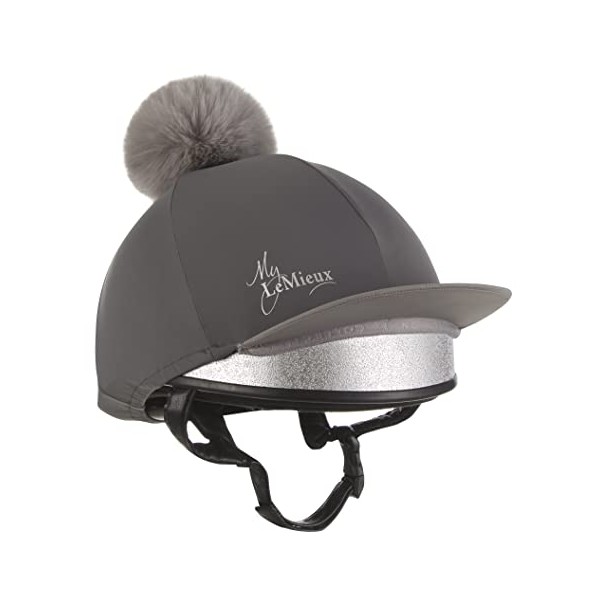 LeMieux Pom Pom Horse Riding Hat Silk in Grey with