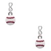 Delight Jewelry Silvertone Mini White Baseball - Silvertone Infinity Post