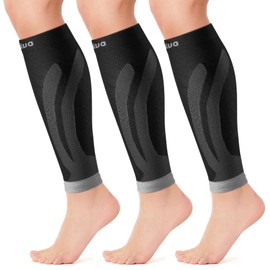 CAMBIVO CAMBIVO 3 Pairs Calf Compression Sleeve for Women Men, Leg Support for Shin Splints, Varicose Vein (Gray, XX-Large)