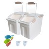 Qiveno 2Pack Airtight Flour Storage Container 25 lb Rice Storage
