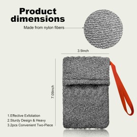 Beiskll 2 Pack Soap Bag Deep Roughness,Exfoliating Soap Saver Pouch,Bar Soap Pocket,Body Scrubber Sponge Exfoliator for Bath or Shower (Grey)