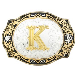 HLYMPONY Western Belt Buckle for Men Vintage Cowboy Rodeo Small Initial Letter ABCDMRJ to Z Belt Buckles for Women (K)