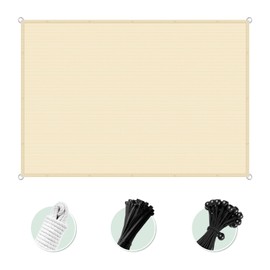 Goleray 12'x19'10" Sun Shade Cloth with Grommets, Rectangle UV Resistant Shade Sail Pergola Cover Patio Awning Shelter Mesh Tarp Sun Screens for Outdoor, Garden, Backyard, Gazebo, Beige