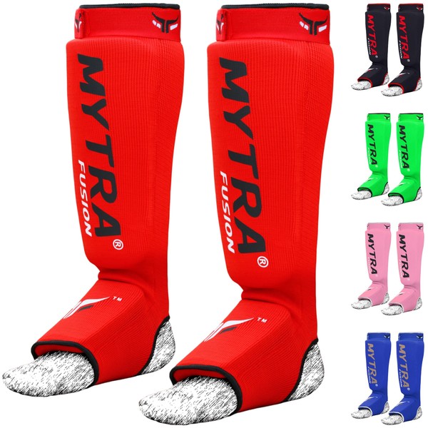 Mytra Fusion Shin Instep Guard Stretchable Polyester Fabric Padded Kickboxing