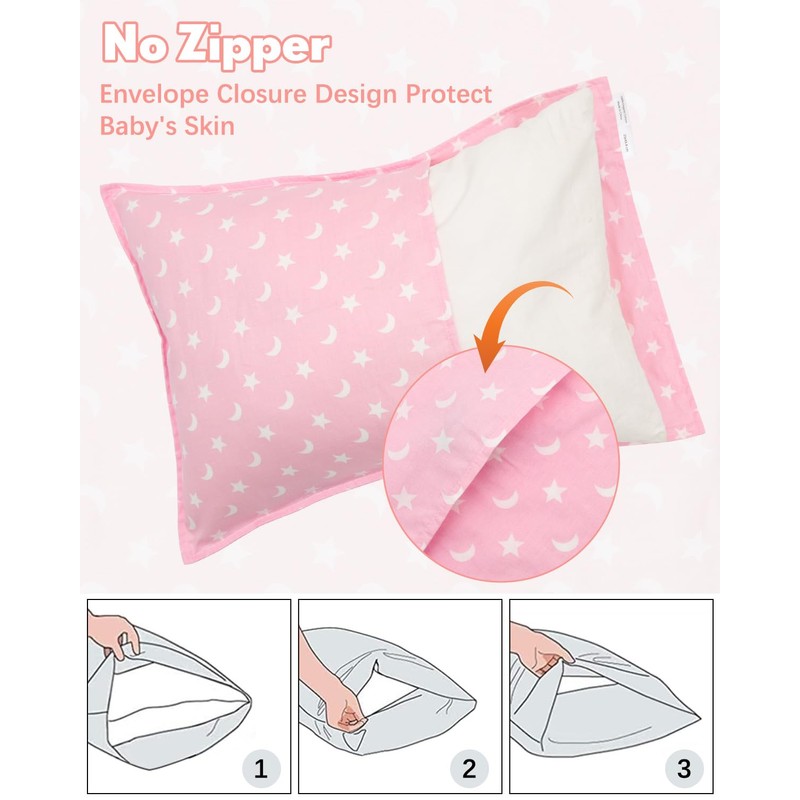 ALVABABY Cotton Toddler Pillowcases 2 Pack Kids Pillow Cover Fit