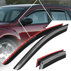 PM PERFORMOTOR 4Pcs Glossy Smoked Black Out-Channel Tape On Side Window Visors Deflector Rain Guard Compatible with 2007 2008 2009 2010 2011 2012 Dodge Caliber, Carbon Fiber