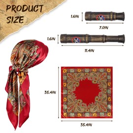 Pirate Accessories for Women Pirate Costume for Women Bandana Head Scarf Eye Patch Necklace Telescope Outfit 5PCS