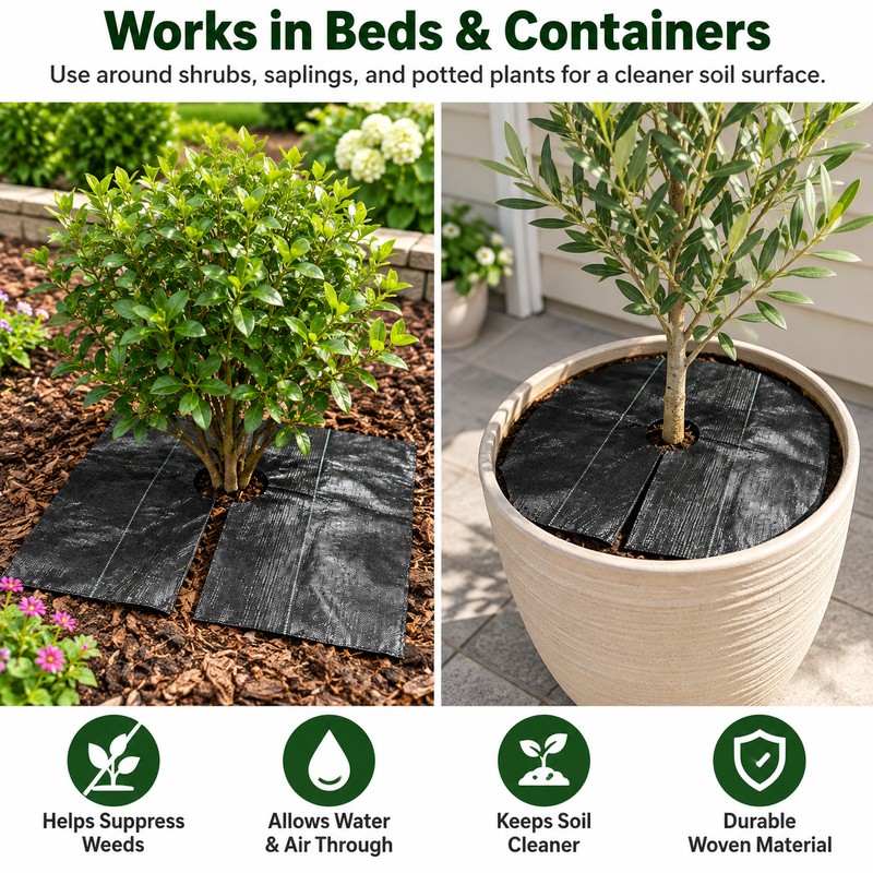 Weed Barrier Mats for Garden & Landscaping – 10-Pack 0.6×0.6M