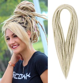 Aguacor Straight Dreadlocks Synthetic Double Ended Dreadlock Extensions 20inches 30 Strands Thin Soft Blonde DE Dreadlocks Extensions for Women (30 Strands, 613#)