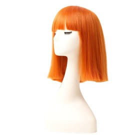 Prettyland Event C799 Women's Bob Straight Fringe Wig Medium Length Short Straight Heat Resistant Wig for Show Fancy Dress Red Orange