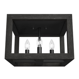 Hunter - Squire Manor 4-light Matte Black, Medium Size Flush Mount Light, Dimmable, Modern Style, for Bedrooms, Kitchens, Dining, Living Rooms - 19088