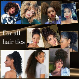 3 Pcs Hair Scrunchies Adjustable Ponytails Holder Tie Curly Loc Ties Cuff Satin Invisible Black Silk Soft Elasticity Bands for Thick Curls Hair Styling Braids Curler Headpiece Hairstyle Women