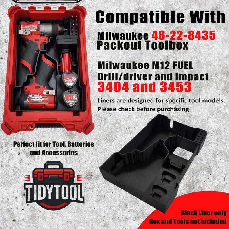 TidyTool Liner for M12 Fuel Drill Driver Impact and Milwaukee