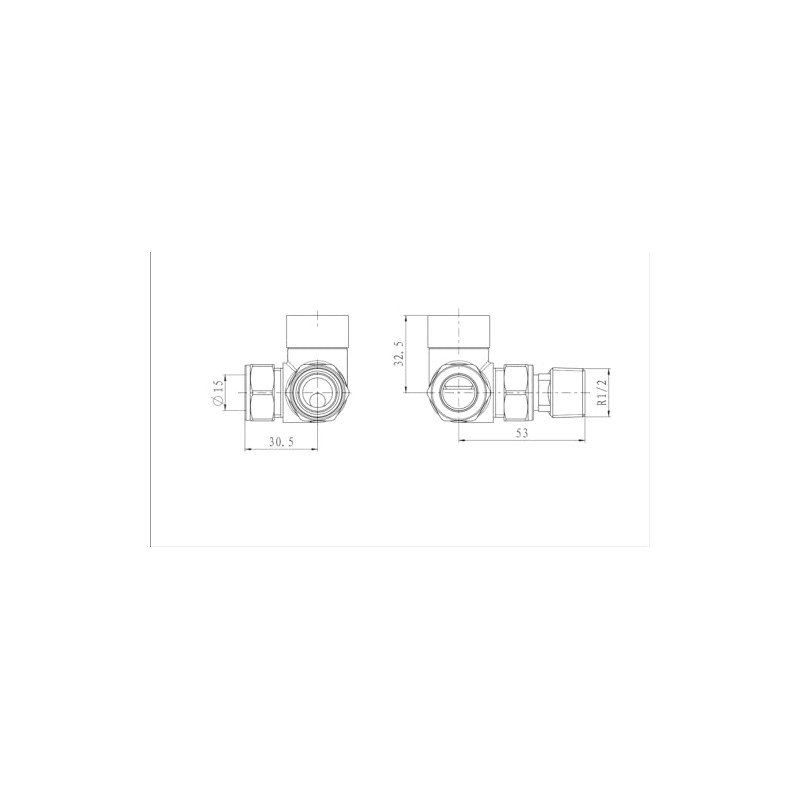 UK Radiators Thermostatic Radiator Valve (TRV) 15mm Corner Lockshield Valve