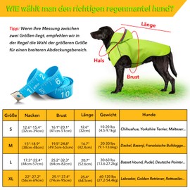 Dog Raincoat, Reflective Dog Raincoat, Waterproof Rain Jacket, Adjustable Rain Jackets with Hood for Small, Medium, Large Dogs, Rain Cape Dog for Walks, Playing