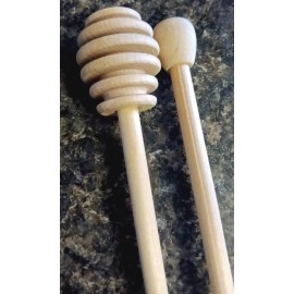 Unbranded Lot of 2 Wooden Honey Dipper Drizzler Stick-7.25" Syrup Spoon